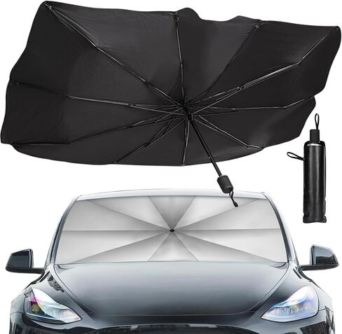 Sedan SUV Car Sun Shade for Windshield UV Rays and Heat Sun Visor Protector,Foldable Windshield Sun Shade Umbrella,Keep Car Cool,Easy to Use/Store,57''x 31'' in Saudi Arabia