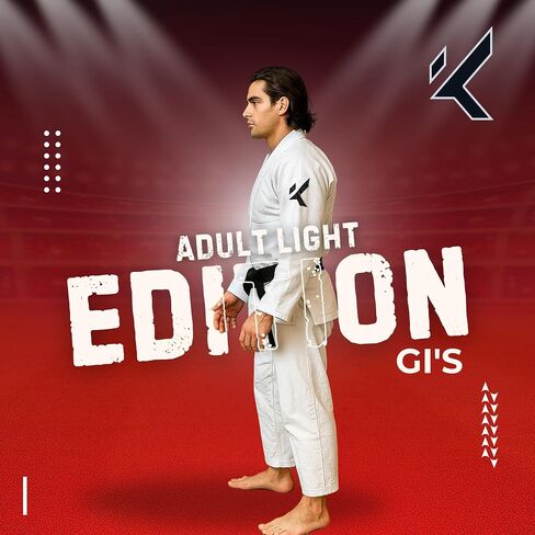 Kombat USA للبالغين Light Edition BJJ GI Men ، Jiu Jitsu Premium 100 ٪ Cotton Ibjjf Added | Kimono BJJ GI | مجموعة GI كاملة in Kuwait