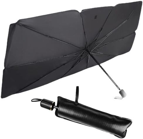 Car Windshield Sun Shade Umbrella, Foldable Cover Sunshade, Bendable Shaft, Car Window Shades Umbrella for Front Windshield, Suitable for Most Cars (53''L*31''W in Saudi Arabia