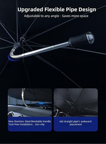 Car Windshield Sun Shade Umbrella, Foldable Cover Sunshade, Bendable Shaft, Car Window Shades Umbrella for Front Windshield, Suitable for Most Cars (53''L*31''W in Saudi Arabia