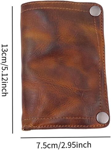Men's Vintage Leather Wallet Slim Minimalist Money Pocket Bifold Card Holder Gift for Him 5.12x2.95x0.79 inch- Brown in Kuwait