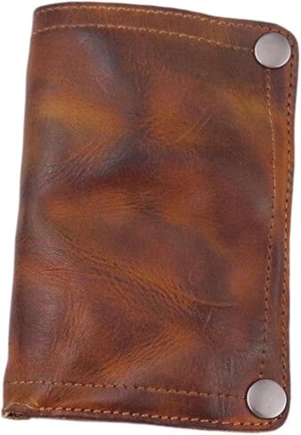 Men's Vintage Leather Wallet Slim Minimalist Money Pocket Bifold Card Holder Gift for Him 5.12x2.95x0.79 inch- Brown in Kuwait
