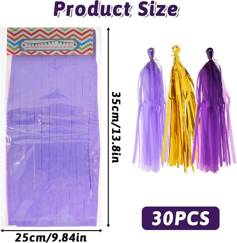 30pcs زخرفة الحفلات الذهبية الأرجواني ، إكليل شرابة ، أغطية راية الورق شرابة الزحام من أجل الزفاف الزفاف الزفاف دش أدوات التخرج زخارف التخرج in Saudi Arabia