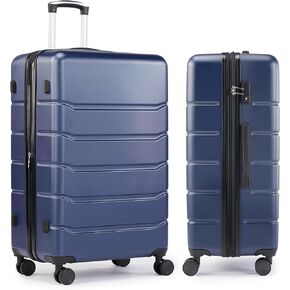 Simple Deluxe 24 Inch Expandable Hardside Carry On with Spinner Wheels & TSA Lock, ABS Hard Shell Lightweight Rolling Luggage Suitcase, Blue-C in Saudi Arabia