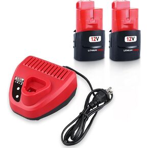 2PACK M-12 3.5 12V بطارية ليثيوم أيون واستبدال شاحن N12 لبطارية ميلووكي 12 فولت متوافقة مع 48-11-2440 48-11-2412 48-11-2460 48-11-2411 48-11-2420 48-11-2401 12 فولت أدوات لاسلكية in Kuwait
