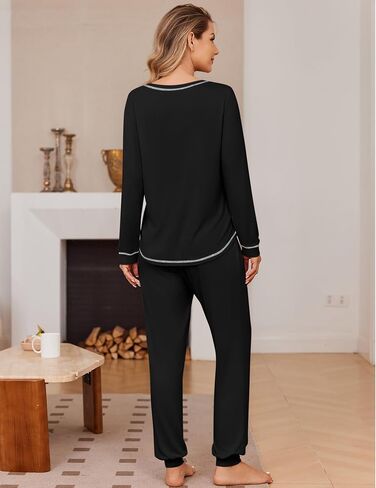 Ekouaer 2 Pack Pajama Sets for Womens Jogger Pants Pjs Long Sleeves Lounge Set Soft Sleepwear with Pockets in Saudi Arabia