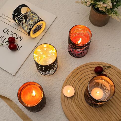 Votive Candle Holders, SunGlee Tealight Candle Holder with Gift Box, Glass Candle Holder with LED Light for Table Centerpieces, Tea Party, Wedding, Birthday, Various Themed Parties Table Decor 2Pack in Saudi Arabia