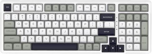 HUO JI لوحة مفاتيح ميكانيكية سلكية، قابلة للتبديل السريع، مفاتيح خطية مسبقة التشحيم، هيكل حشية مع رغوة تخميد الصوت، إضاءة خلفية RGB، لوحة مفاتيح ألعاب 99 مفتاحًا للكمبيوتر الشخصي/Mac، أبيض in Kuwait