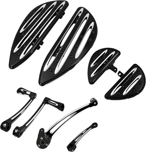 دراجة نارية سائق ركاب أرضية أرضية الفرامل ذراع الفرامل دواسة إصبع القدم الكعب Shift Rod Lever مجموعة مناسبة ل Harley Touring Road Glide Glide Electra Glide (2008-2013 ، Chrome) in Kuwait