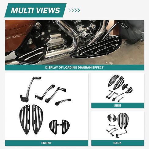 دراجة نارية سائق ركاب أرضية أرضية الفرامل ذراع الفرامل دواسة إصبع القدم الكعب Shift Rod Lever مجموعة مناسبة ل Harley Touring Road Glide Glide Electra Glide (2008-2013 ، Chrome) in Kuwait