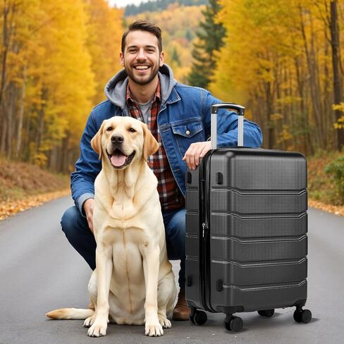 Simple Deluxe 24 Inch Expandable Hardside Carry On with Spinner Wheels & TSA Lock, ABS Hard Shell Lightweight Rolling Luggage Suitcase, Blue-C in Saudi Arabia