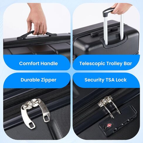 Simple Deluxe 24 Inch Expandable Hardside Carry On with Spinner Wheels & TSA Lock, ABS Hard Shell Lightweight Rolling Luggage Suitcase, Blue-C in Saudi Arabia