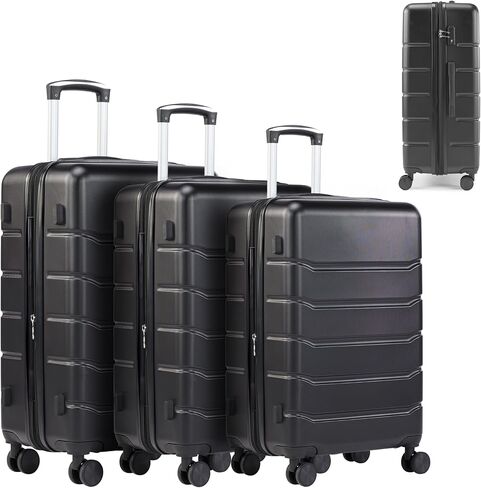 Simple Deluxe 24 Inch Expandable Hardside Carry On with Spinner Wheels & TSA Lock, ABS Hard Shell Lightweight Rolling Luggage Suitcase, Blue-C in Saudi Arabia