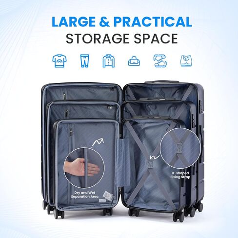 Simple Deluxe 24 بوصة قابلة للتوسيع الصلبة القابلة للتوسيع مع عجلات الدوار وقفل TSA ، ABS قذيفة صلبة خفيفة الوزن حقيبة ، Blue-C in Saudi Arabia