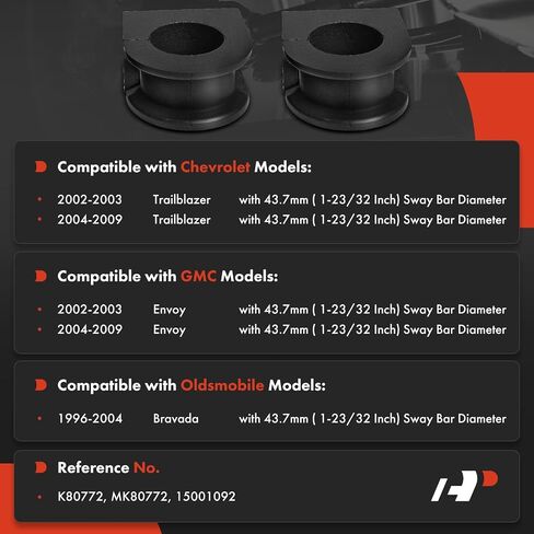 A-Premium 2 x Front To Frame Sway Bar Bushing Kit, Compatible with Chevrolet Trailblazer 2002-2009 & GMC Envoy 2002-2009 & Oldsmobile Bravada 1996-2004 in Saudi Arabia