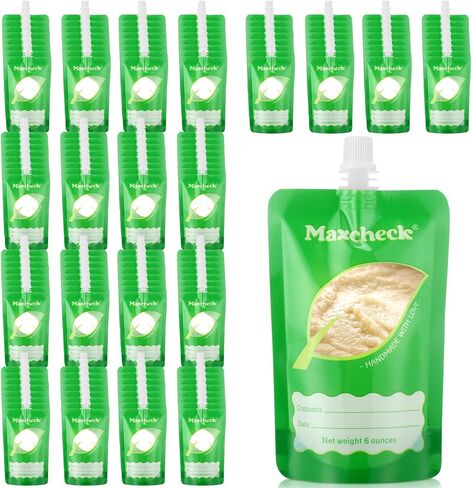 Maxcheck 100 Pack Disposable Baby Food Pouches 6oz Baby Food Storage Containers Plastic Fresh Squeezed Pouches for Kids Toddler Freezer Safe Baby Pouch Holder for Applesauce, Purees and Yogurts in Saudi Arabia