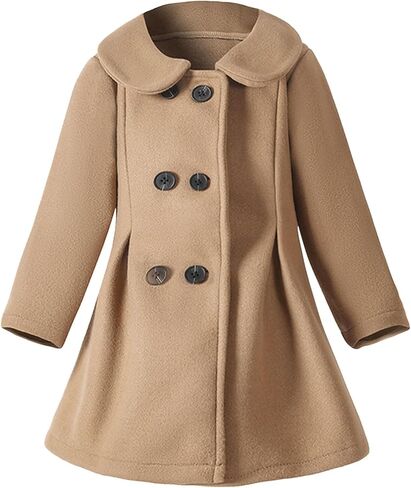 Girls Dress Coat Toddler Trench Coat Wool Blend Double Breasted Long Peacoat Kids Long Winter Coat Faux Fur Jacket in Saudi Arabia
