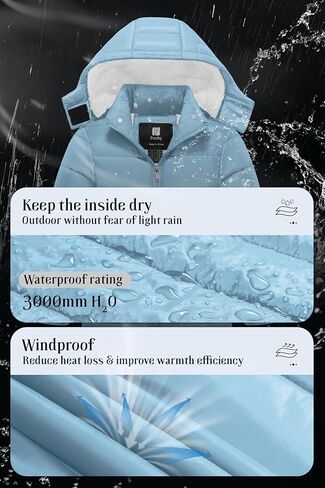 Pursky Girl's Lightweight Winter Coat Sherpa Lined Long Puffer Jacket Waterproof Warm Quilted Parka with Hood in Kuwait