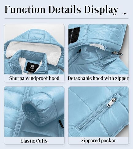 Pursky Girl's Lightweight Winter Coat Sherpa Lined Long Puffer Jacket Waterproof Warm Quilted Parka with Hood in Kuwait