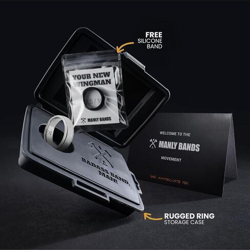 العصابات الرجولية: نطاقات وحلقات زفاف كروم كروم للرجال - سبيكة من فضاء الفضاء ، ومقاوم لخدش ، ومقاومة للخدش ، ومثالية للرجال - حلقة السيليكون الحرة in Kuwait