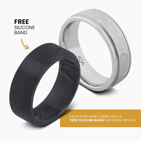 العصابات الرجولية: نطاقات وحلقات زفاف كروم كروم للرجال - سبيكة من فضاء الفضاء ، ومقاوم لخدش ، ومقاومة للخدش ، ومثالية للرجال - حلقة السيليكون الحرة in Kuwait