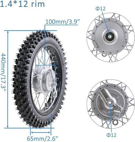 12 "عجلة أمامية 60/100-12 حافة الإطارات لـ CRF50 XR50 70CC-125CC DRUM BRAKE BAKE PIK in Saudi Arabia
