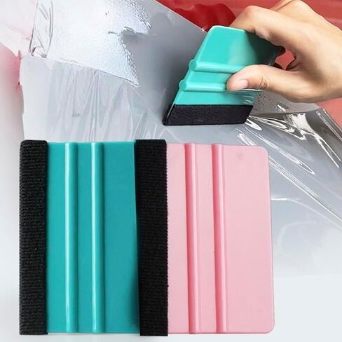 2Pcs Vinyl Squeegee Tool, Pink & Teal Plastic Felt Squeegee for Vinyl Scraper for Craft Car Wrap Decal, Window Tint Class Film Wallpaper Wrap Application Tools 4x3 Inch in Saudi Arabia