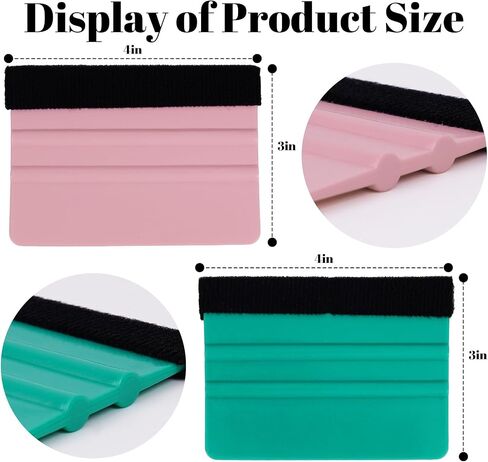 2Pcs Vinyl Squeegee Tool, Pink & Teal Plastic Felt Squeegee for Vinyl Scraper for Craft Car Wrap Decal, Window Tint Class Film Wallpaper Wrap Application Tools 4x3 Inch in Saudi Arabia