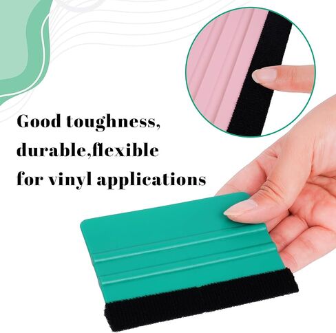2Pcs Vinyl Squeegee Tool, Pink & Teal Plastic Felt Squeegee for Vinyl Scraper for Craft Car Wrap Decal, Window Tint Class Film Wallpaper Wrap Application Tools 4x3 Inch in Saudi Arabia