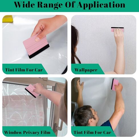 2Pcs Vinyl Squeegee Tool, Pink & Teal Plastic Felt Squeegee for Vinyl Scraper for Craft Car Wrap Decal, Window Tint Class Film Wallpaper Wrap Application Tools 4x3 Inch in Saudi Arabia