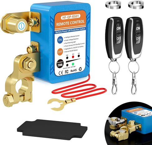 مفتاح القتل للسيارة ، 250A 12V/24V مفتاح فصل البطارية عن بُعد ، مفتاح Kill Battery Smart Car Switch مضاد للسرقة ، مفتاح قطع/إيقاف تلقائي للسيارات ، RV ، ATV ، شاحنة ، قارب (تثبيت مسطح) in Kuwait
