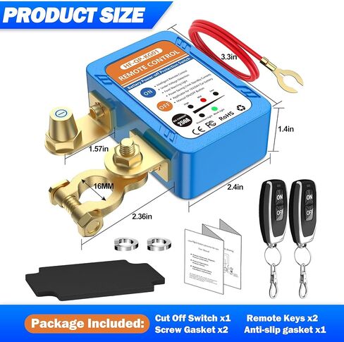 مفتاح القتل للسيارة ، 250A 12V/24V مفتاح فصل البطارية عن بُعد ، مفتاح Kill Battery Smart Car Switch مضاد للسرقة ، مفتاح قطع/إيقاف تلقائي للسيارات ، RV ، ATV ، شاحنة ، قارب (تثبيت مسطح) in Kuwait