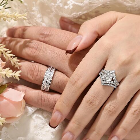 D Color VVS1 Clarity Moissanite Wedding Rings For Women Chevron Bridal Sets 925 Sterling Silver Sz 5-10 in Saudi Arabia