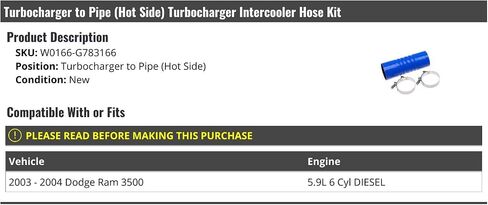 Turbocharger to Line Hot Side Turbo Interbooler Kit-متوافق مع 2003-2004 Dodge Ram 3500 5.9L 6 أسطوانات ديزل in Saudi Arabia
