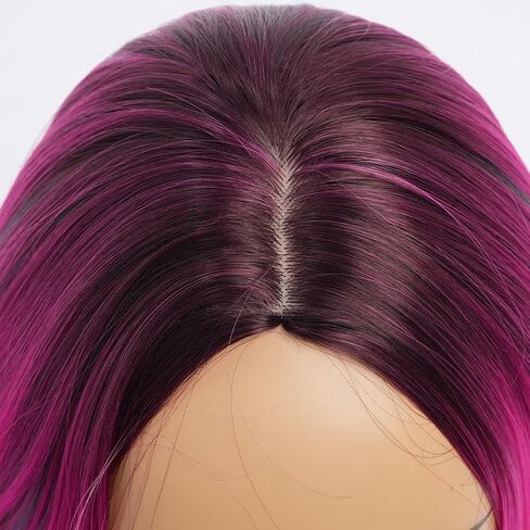 Girls Wig and Crown Pink Mixed Blue Wig Long Wavy Halloween Costume Party Wig Black Roots in Saudi Arabia