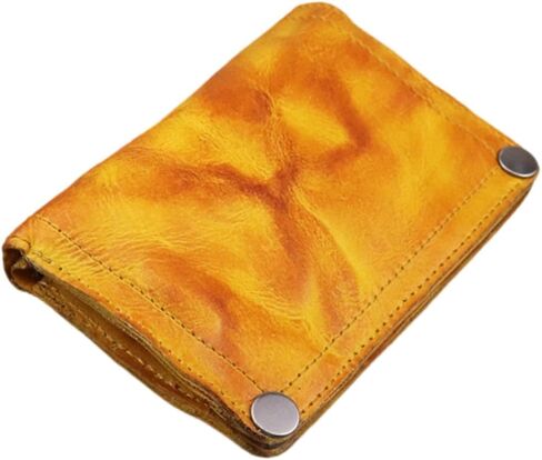 Men's Vintage Leather Wallet Slim Minimalist Money Pocket Bifold Card Holder Gift for Him 5.12x2.95x0.79 inch- Brown in Kuwait