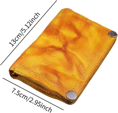 Men's Vintage Leather Wallet Slim Minimalist Money Pocket Bifold Card Holder Gift for Him 5.12x2.95x0.79 inch- Brown in Kuwait
