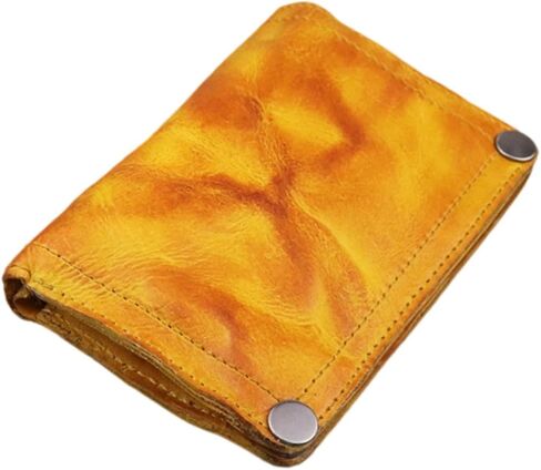 Men's Vintage Leather Wallet Slim Minimalist Money Pocket Bifold Card Holder Gift for Him 5.12x2.95x0.79 inch- Brown in Kuwait
