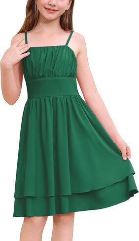 IBAKOM Teen Girl Sleeveless Smocked Prom Sundress Junior Graduation Homecoming Twirl Dress Tween Birthday Wedding Outfits in Kuwait