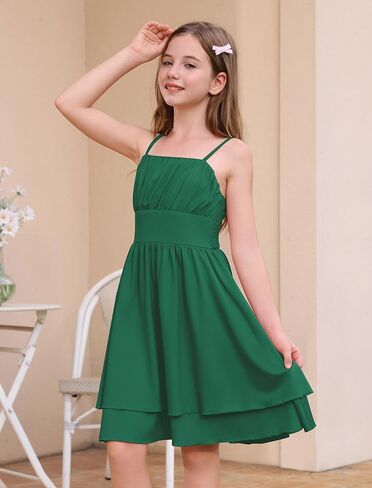 IBAKOM Teen Girl Sleeveless Smocked Prom Sundress Junior Graduation Homecoming Twirl Dress Tween Birthday Wedding Outfits in Kuwait