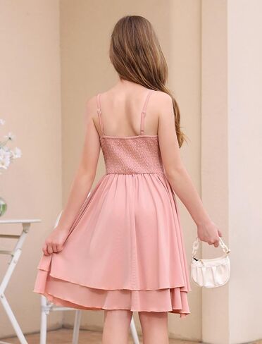 IBAKOM Teen Girl Sleeveless Smocked Prom Sundress Junior Graduation Homecoming Twirl Dress Tween Birthday Wedding Outfits in Kuwait