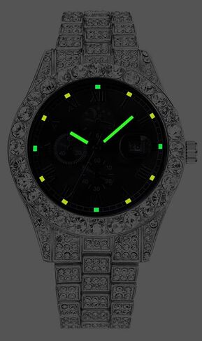 Iced-Out Watches for Men Super Luminous Diamond Watch (Blue face/Blue-Green Luminous) in Saudi Arabia