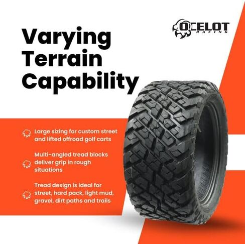 OCELOT P3118 GOLF CART TIRE 23x10-14 All-Terrain Style Construction 4-ply مع نمط فقي غير الاتجاه للمتانة ، قبضة ، الجر عبر مجموعة متنوعة من أنواع التضاريس in Kuwait