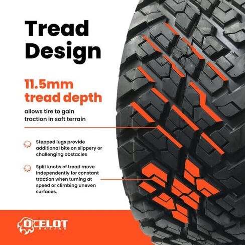 OCELOT P3118 GOLF CART TIRE 23x10-14 All-Terrain Style Construction 4-ply مع نمط فقي غير الاتجاه للمتانة ، قبضة ، الجر عبر مجموعة متنوعة من أنواع التضاريس in Kuwait