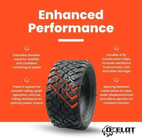 OCELOT P3118 GOLF CART TIRE 23x10-14 All-Terrain Style Construction 4-ply مع نمط فقي غير الاتجاه للمتانة ، قبضة ، الجر عبر مجموعة متنوعة من أنواع التضاريس in Kuwait