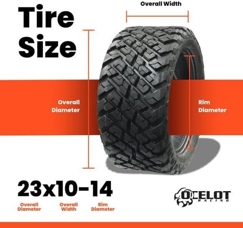 OCELOT P3118 GOLF CART TIRE 23x10-14 All-Terrain Style Construction 4-ply مع نمط فقي غير الاتجاه للمتانة ، قبضة ، الجر عبر مجموعة متنوعة من أنواع التضاريس in Kuwait