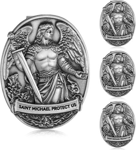 4 Pcs St Michael Medal for Car Saint Michael Visor Clip Accessories Bless Driving Safety Religious Gift for Driver Friend in Kuwait