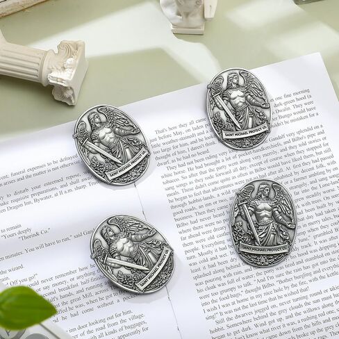 4 Pcs St Michael Medal for Car Saint Michael Visor Clip Accessories Bless Driving Safety Religious Gift for Driver Friend in Kuwait