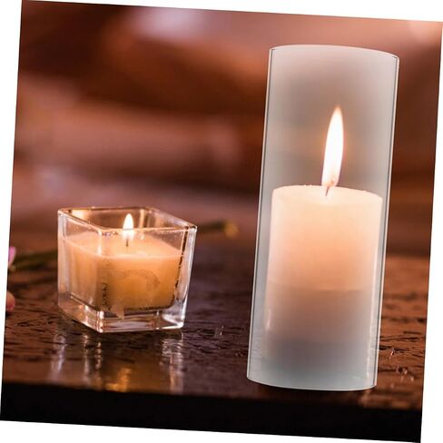 Healifty Transparent Glass Candle Sleeve Windproof Candle Tube Shade Candle Cover for Enhanced Brightness Versatile Fit Decorative Candle Supply in Saudi Arabia