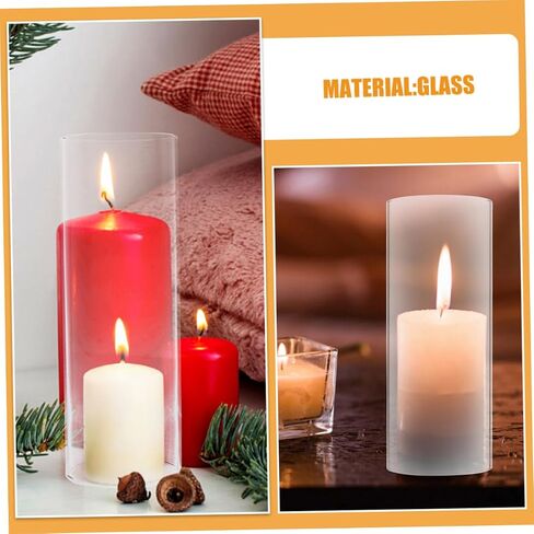 Healifty Transparent Glass Candle Sleeve Windproof Candle Tube Shade Candle Cover for Enhanced Brightness Versatile Fit Decorative Candle Supply in Saudi Arabia
